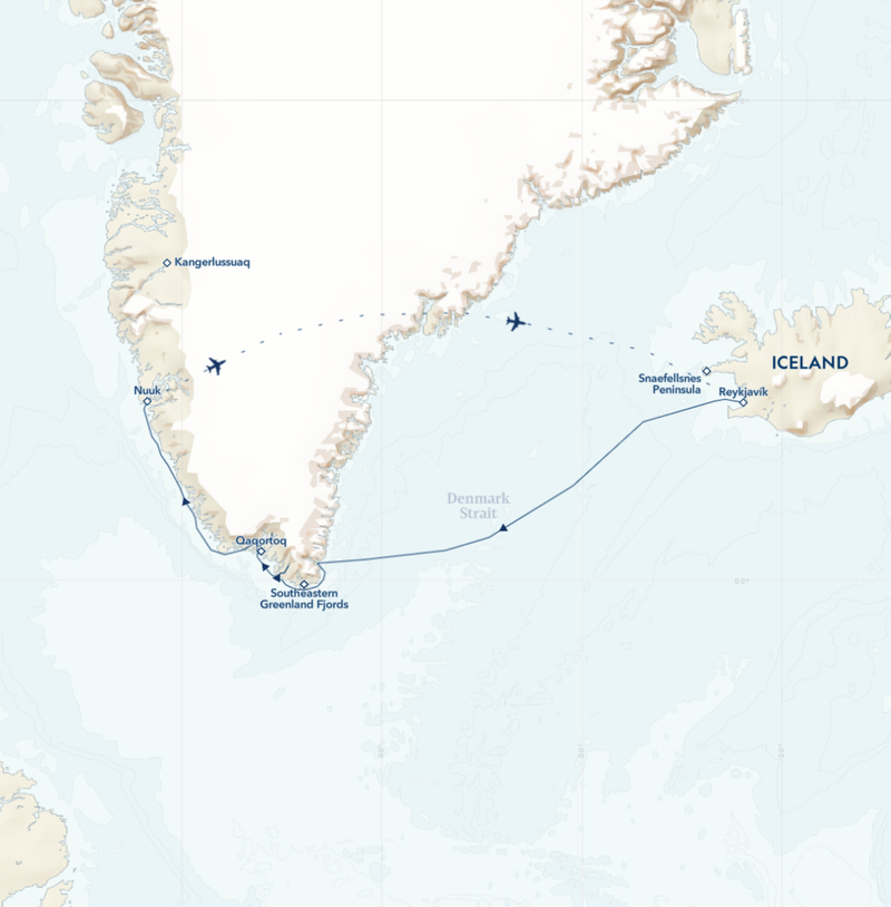 South Greenland Exploration: Fjords, Waterfalls & Fishing Villages Itinerary route map