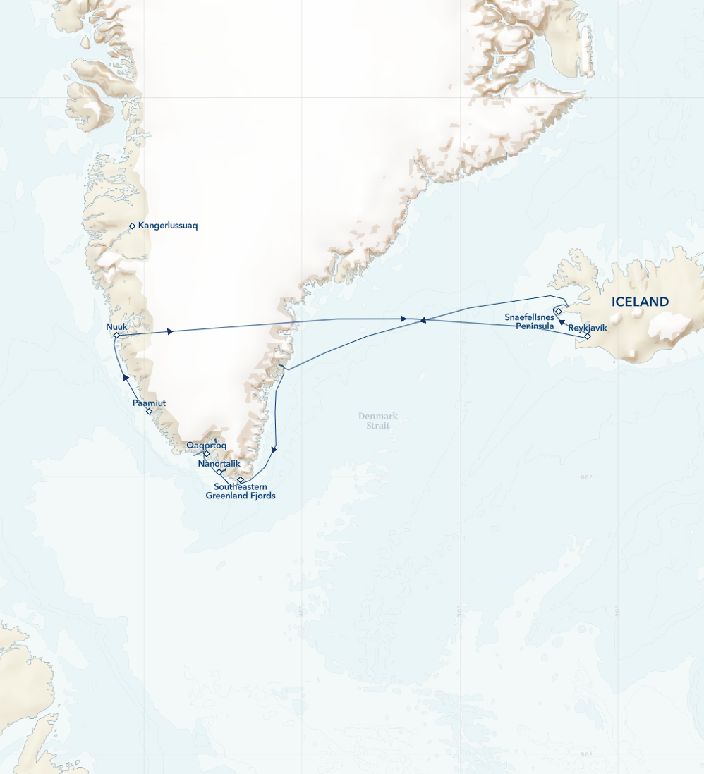 South Greenland Exploration: Fjords, Waterfalls & Fishing Villages Itinerary route map