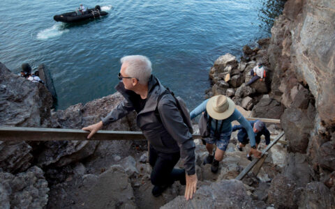 While cruising the Galapagos isles on the Aqua Mare Galapagos Cruise climb the Prince Philips steps to survey the sea birds
