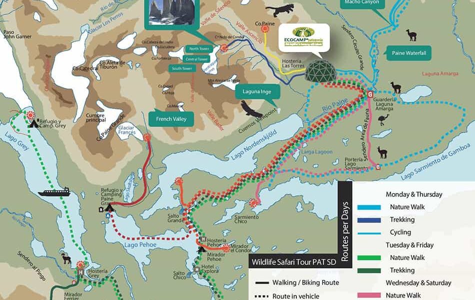 Patagonia Wildlife Safari Itinerary route map