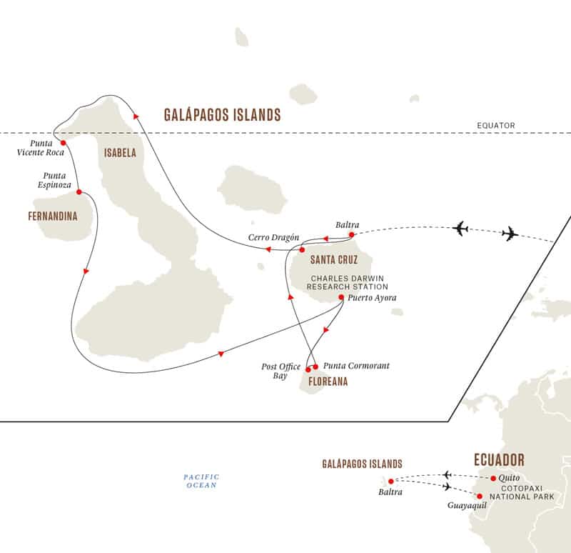 7-day Iconic Wildlife & Sublime Scenery cruise on Santa Cruz II operating round-trip from Baltra for 5 days cruising Santa Cruz, Isabela, Fernandina and Floreana islands.
