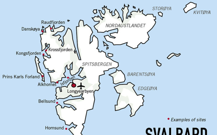 Route map of Springtime in Svalbard expedition cruise, operating round-trip from Longyearbyen with visits along the west coast of Spitsbergen.