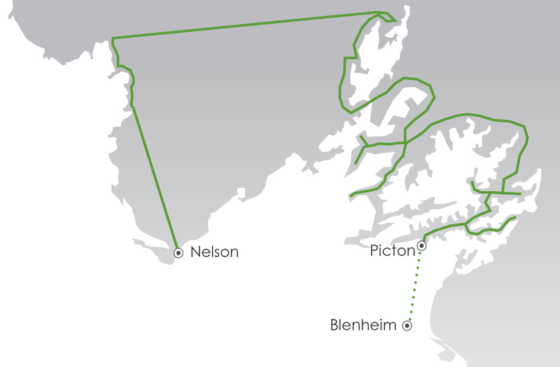 The Top of the South: Explorations Beyond Marlborough Sounds Itinerary route map