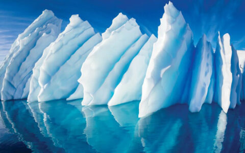 Beautiful sheets of ice making up an iceberg on the National Geographic Antarctica, South Georgia and The Falklands cruise