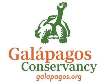 Galapagos Conservancy with green turtle and orange and green text