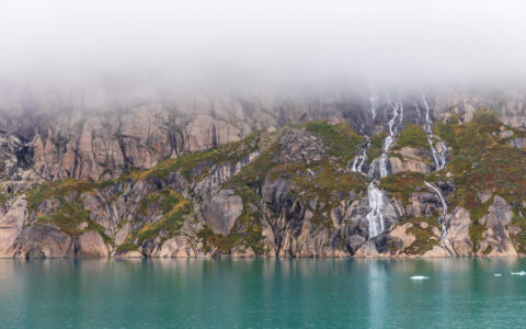 Prins Christian Sund in Southern Greenland seen during small ship expedition cruise.